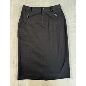 Lauren Ralph Lauren Black Pencil Skirt Womens Size 2 Cotton Stretch Knee Length
